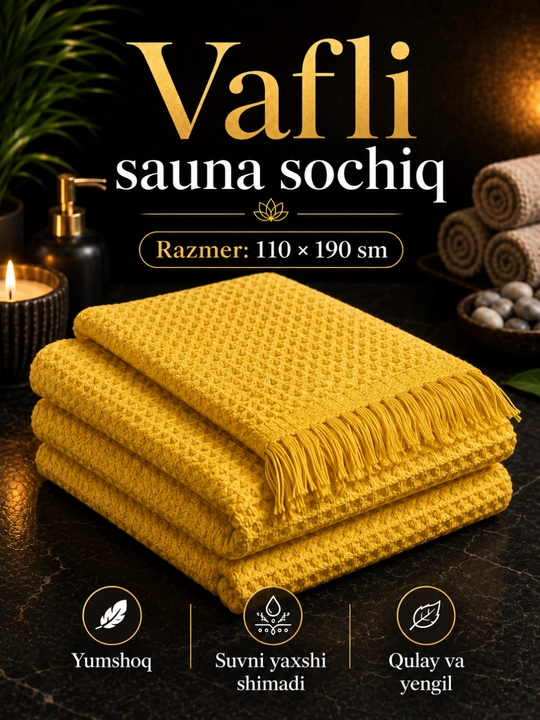 100% paxta sochiq 110x190 sm yumshoq va nam yutuvchi