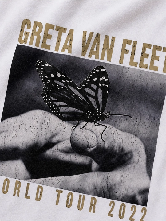 Erkaklar uchun Greta Van Fleet printli paxta oversayz futbolka, qisqa yengli