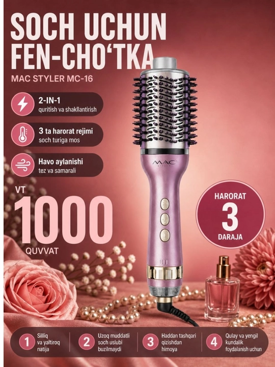 Fen-chyotka MAC Styler MC-16 One Step: professional quritish, hajm va turmaklash - 