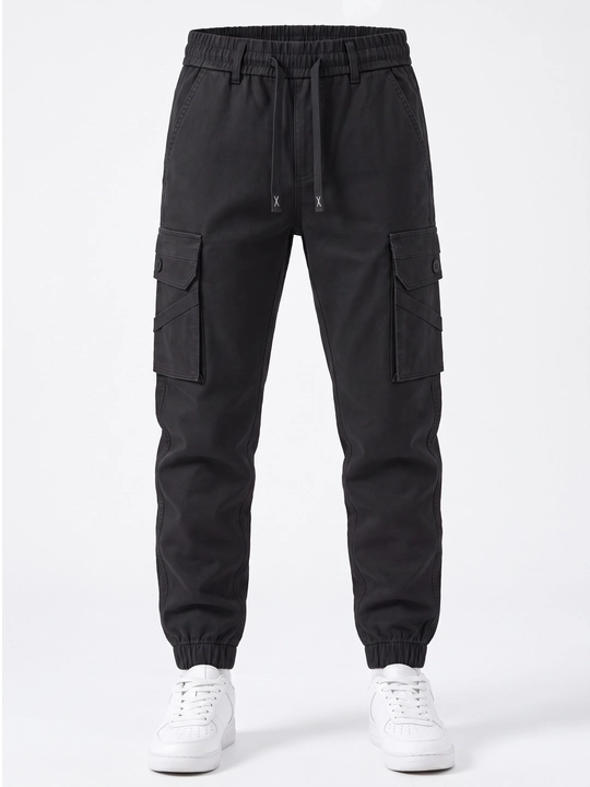 Брюки мужские, карго-джоггеры, хлопок, низ с манжетами, осень-зима-весна - 