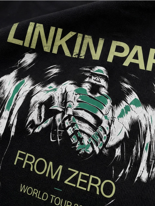 Erkaklar uchun Linkin Park printli paxta oversayz futbolka, qisqa yengli