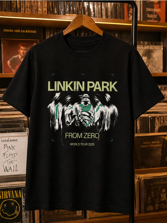 Erkaklar uchun Linkin Park printli paxta oversayz futbolka, qisqa yengli