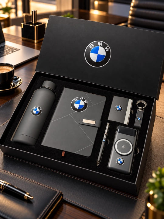 BMW sovg‘a to‘plami — bloknot, termos, ruchka, kardxolder, brelok va powerbank - 