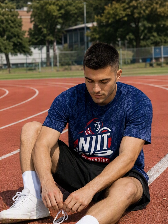 Мужская хлопковая футболка оверсайз с принтом NJIT Highlanders, короткий рукав