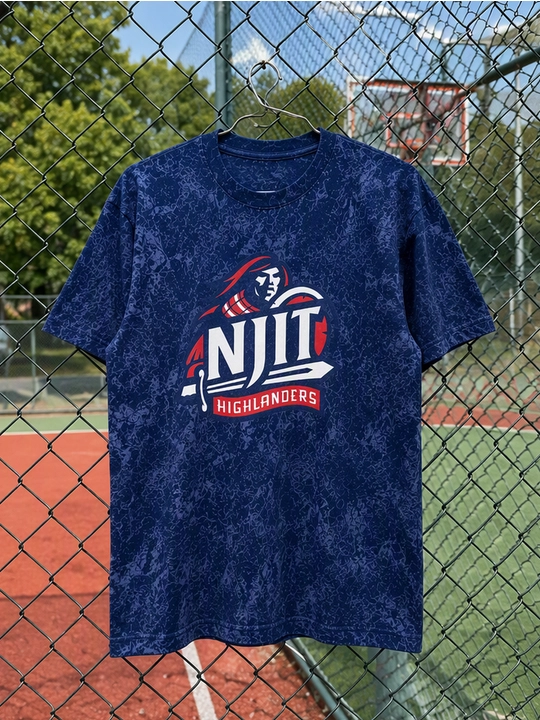 Мужская хлопковая футболка оверсайз с принтом NJIT Highlanders, короткий рукав