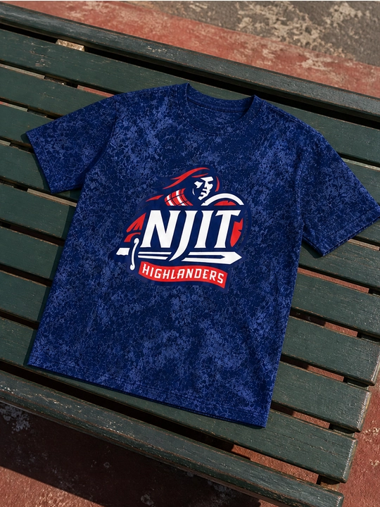 Мужская хлопковая футболка оверсайз с принтом NJIT Highlanders, короткий рукав