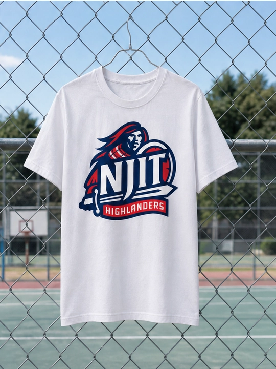 Мужская хлопковая футболка оверсайз с принтом NJIT Highlanders, короткий рукав