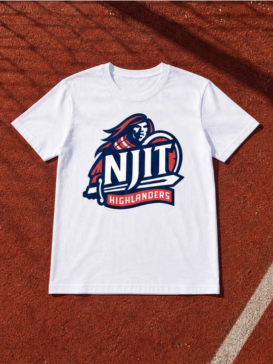 Мужская хлопковая футболка оверсайз с принтом NJIT Highlanders, короткий рукав