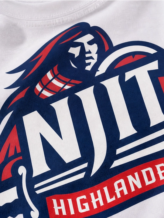 Мужская хлопковая футболка оверсайз с принтом NJIT Highlanders, короткий рукав