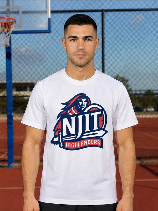 Мужская хлопковая футболка оверсайз с принтом NJIT Highlanders, короткий рукав
