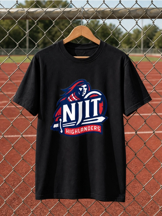Мужская хлопковая футболка оверсайз с принтом NJIT Highlanders, короткий рукав