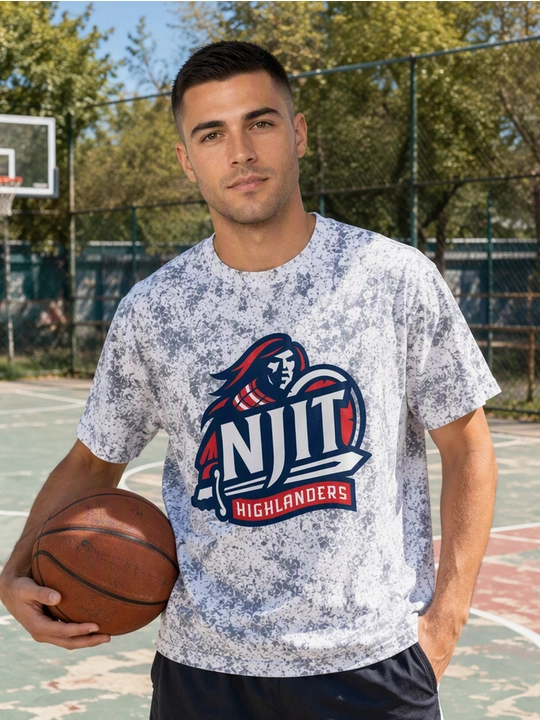 Мужская хлопковая футболка оверсайз с принтом NJIT Highlanders, короткий рукав