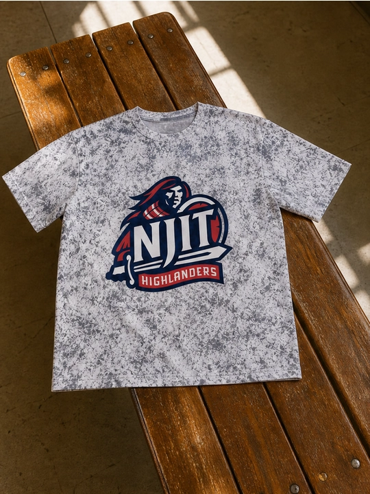 Мужская хлопковая футболка оверсайз с принтом NJIT Highlanders, короткий рукав