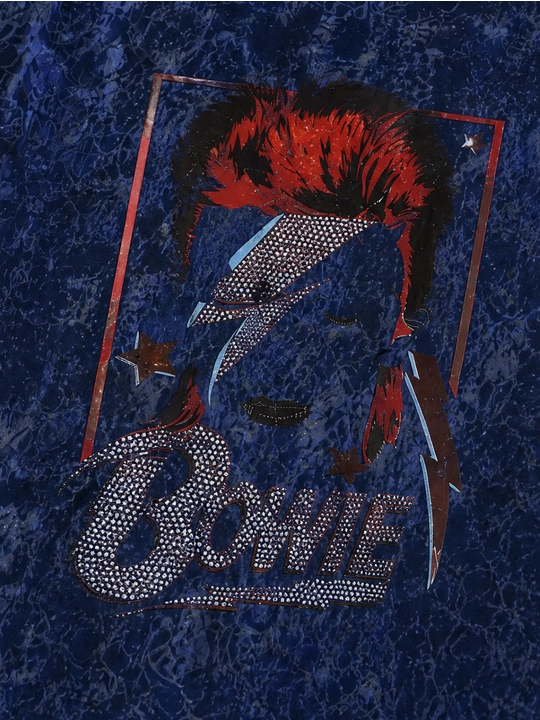 Мужская хлопковая футболка оверсайз с принтом Bowie и молнией, короткий рукав