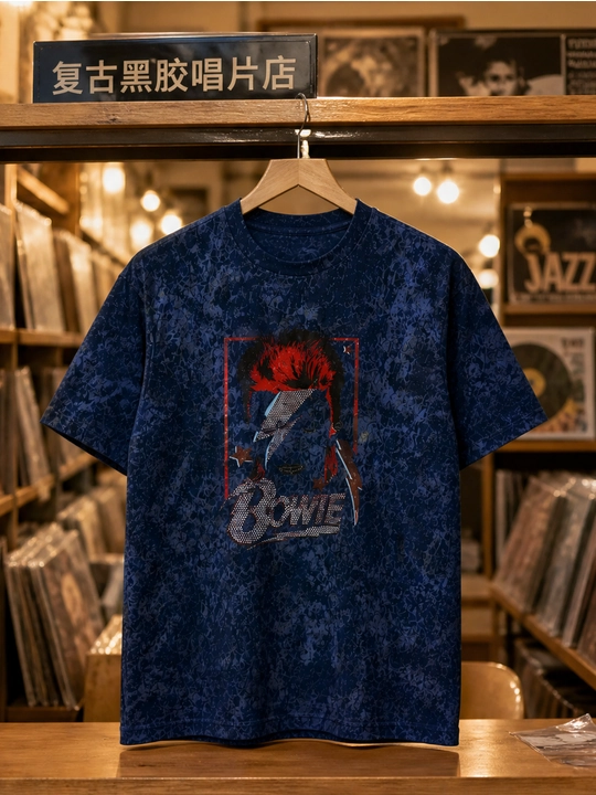 Мужская хлопковая футболка оверсайз с принтом Bowie и молнией, короткий рукав