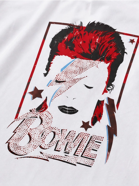 Мужская хлопковая футболка оверсайз с принтом Bowie и молнией, короткий рукав