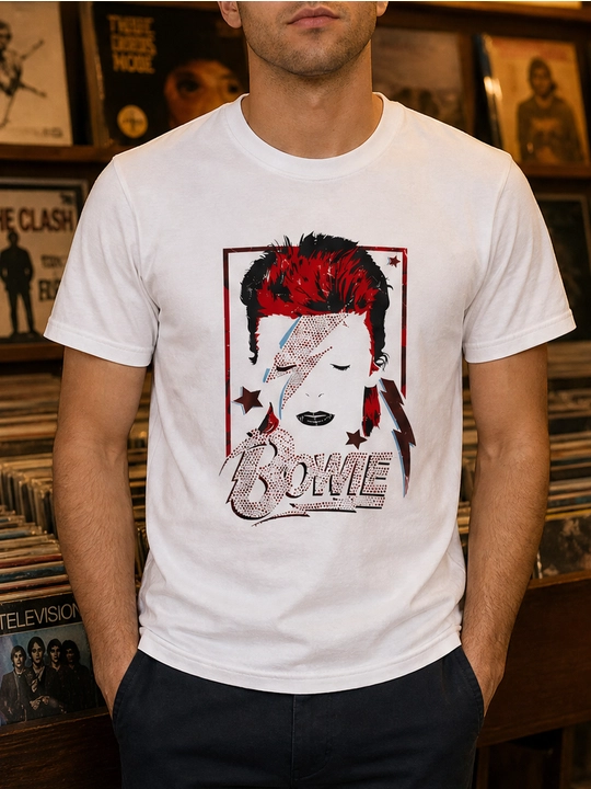 Мужская хлопковая футболка оверсайз с принтом Bowie и молнией, короткий рукав