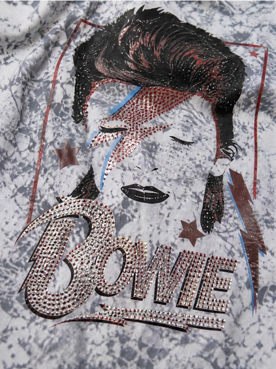 Мужская хлопковая футболка оверсайз с принтом Bowie и молнией, короткий рукав
