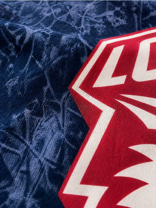 Erkaklar uchun Lobos emblemasi printli paxta oversayz futbolka, qisqa yengli