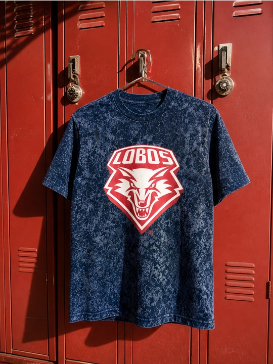 Erkaklar uchun Lobos emblemasi printli paxta oversayz futbolka, qisqa yengli