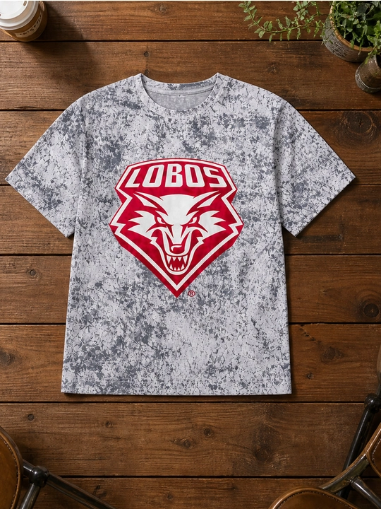 Erkaklar uchun Lobos emblemasi printli paxta oversayz futbolka, qisqa yengli