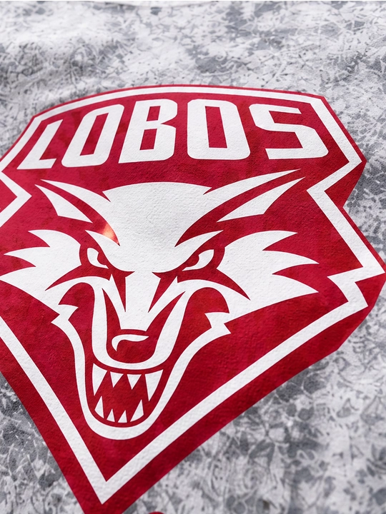 Erkaklar uchun Lobos emblemasi printli paxta oversayz futbolka, qisqa yengli