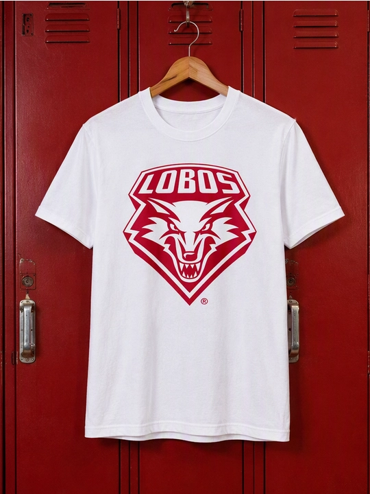 Erkaklar uchun Lobos emblemasi printli paxta oversayz futbolka, qisqa yengli