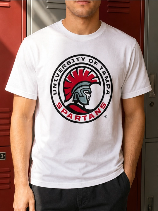 Erkaklar uchun Tampa Spartans printli paxta oversayz futbolka, qisqa yengli - 