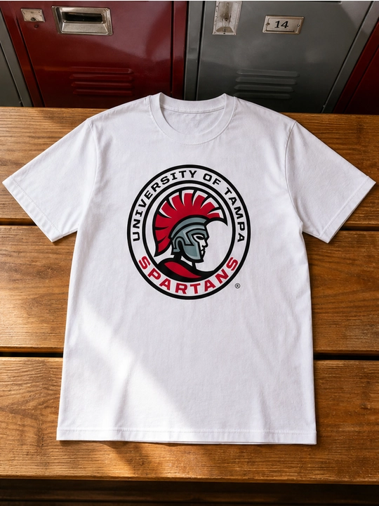 Erkaklar uchun Tampa Spartans printli paxta oversayz futbolka, qisqa yengli