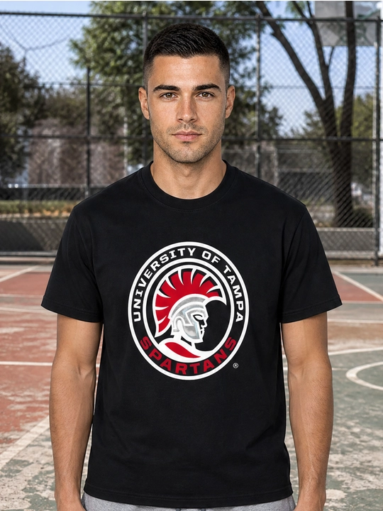 Erkaklar uchun Tampa Spartans printli paxta oversayz futbolka, qisqa yengli