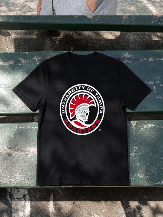 Erkaklar uchun Tampa Spartans printli paxta oversayz futbolka, qisqa yengli