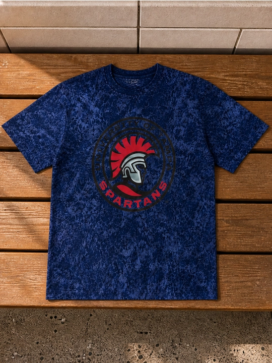 Erkaklar uchun Tampa Spartans printli paxta oversayz futbolka, qisqa yengli