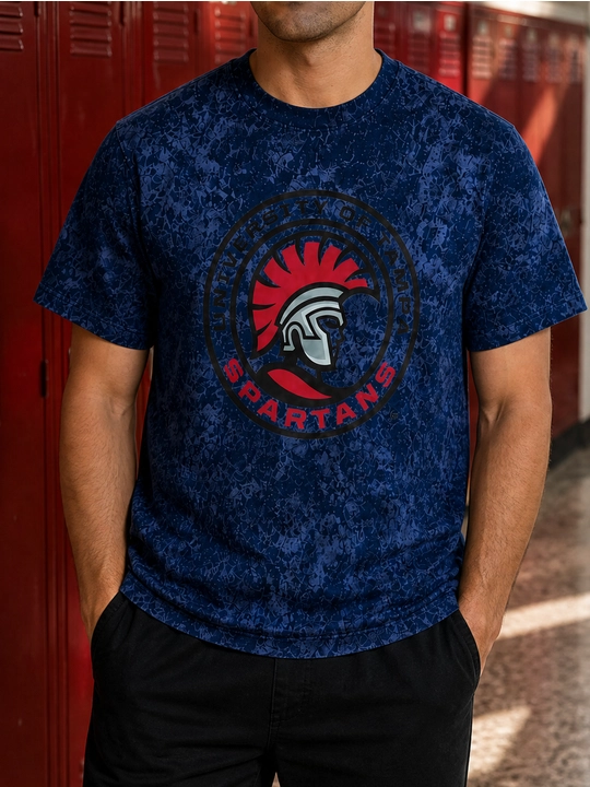 Erkaklar uchun Tampa Spartans printli paxta oversayz futbolka, qisqa yengli