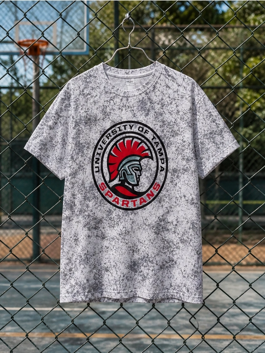 Erkaklar uchun Tampa Spartans printli paxta oversayz futbolka, qisqa yengli