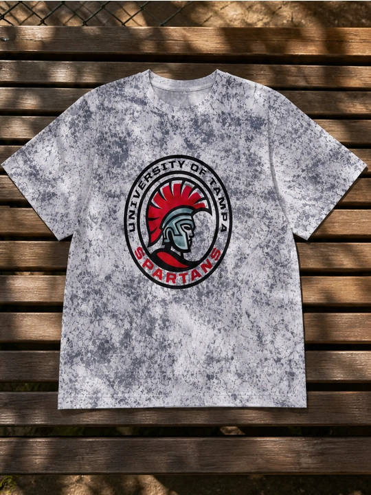 Erkaklar uchun Tampa Spartans printli paxta oversayz futbolka, qisqa yengli