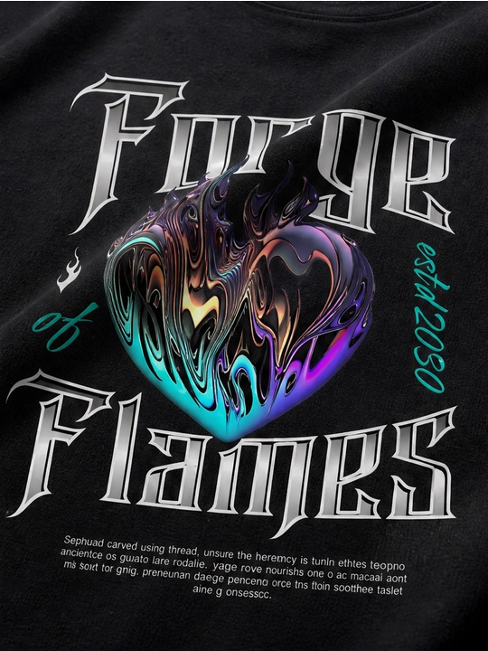 Мужская хлопковая футболка оверсайз с принтом Future Flames, короткий рукав