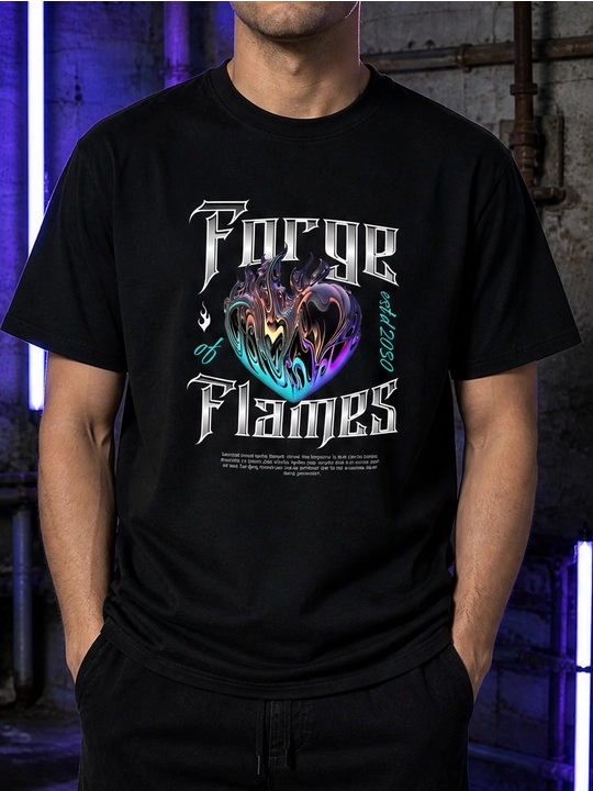 Мужская хлопковая футболка оверсайз с принтом Future Flames, короткий рукав