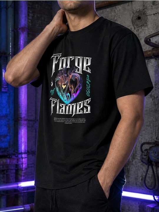 Мужская хлопковая футболка оверсайз с принтом Future Flames, короткий рукав