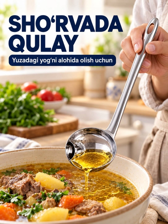Yog‘ ajratuvchi cho‘mich, Oshxona cho‘michi, Yog‘ni ajratish uchun qoshiq, oshxona anjom
