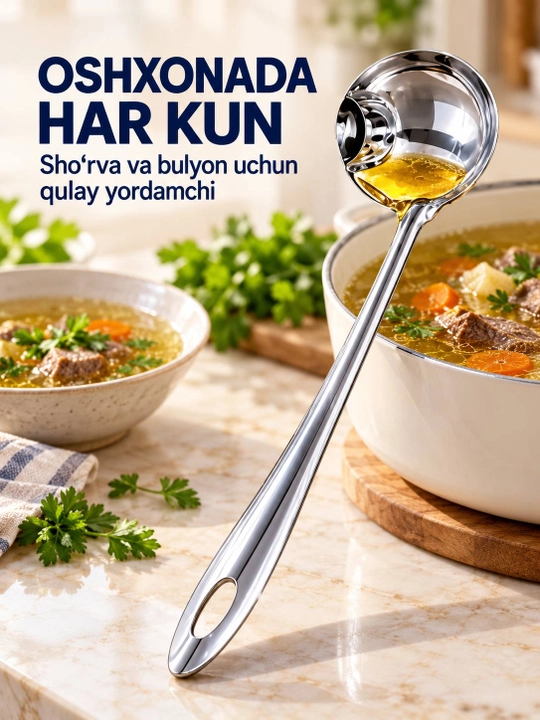 Yog‘ ajratuvchi cho‘mich, Oshxona cho‘michi, Yog‘ni ajratish uchun qoshiq, oshxona anjom