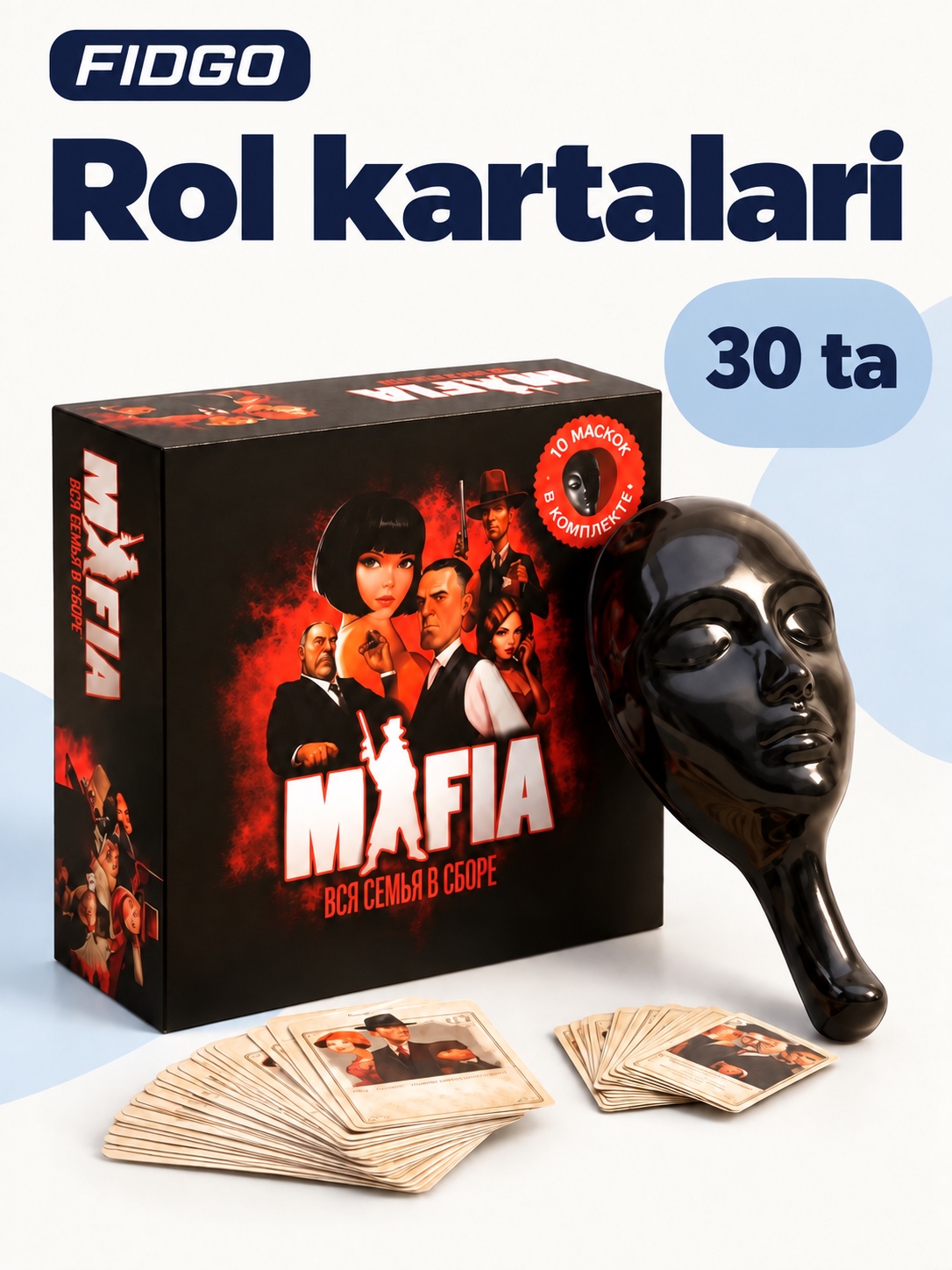 FIDGO «Mafiya» stol o‘yini, rus tilidagi kartalar, turli to‘plamlar