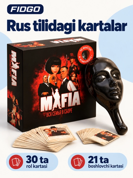 FIDGO «Mafiya» stol o‘yini, rus tilidagi kartalar, turli to‘plamlar