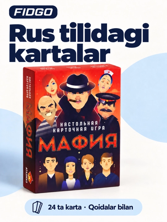 FIDGO «Mafiya» stol o‘yini, rus tilidagi kartalar, turli to‘plamlar