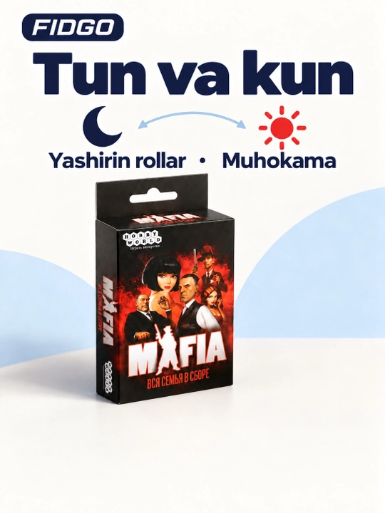 FIDGO «Mafiya» stol o‘yini, rus tilidagi kartalar, turli to‘plamlar