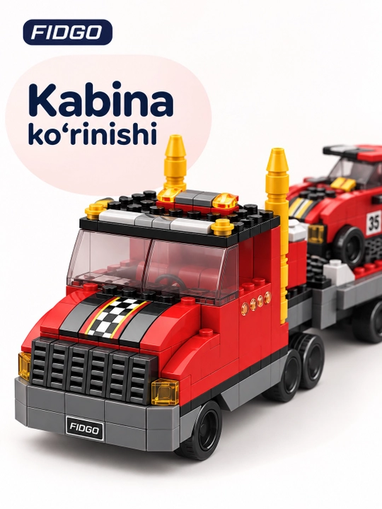 FIDGO blokli konstruktor, texnika, qal’a va hayvonlar, turli modellar
