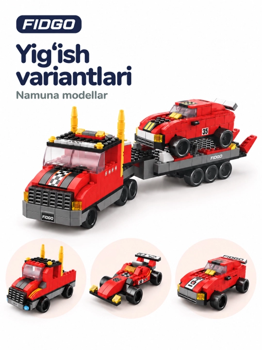 FIDGO blokli konstruktor, texnika, qal’a va hayvonlar, turli modellar