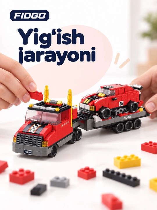 FIDGO blokli konstruktor, texnika, qal’a va hayvonlar, turli modellar