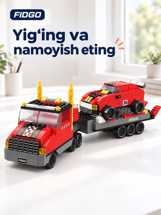 FIDGO blokli konstruktor, texnika, qal’a va hayvonlar, turli modellar