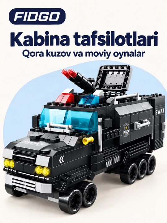 FIDGO blokli konstruktor, texnika, qal’a va hayvonlar, turli modellar