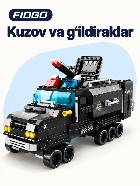 FIDGO blokli konstruktor, texnika, qal’a va hayvonlar, turli modellar